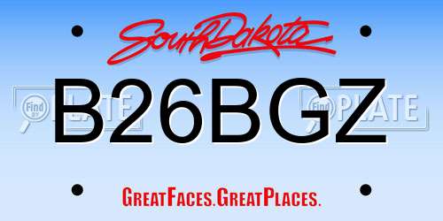 B26BGZ South Dakota License Plate