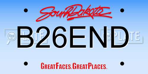 B26END South Dakota License Plate