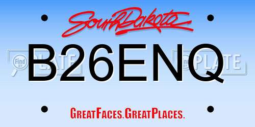 B26ENQ South Dakota License Plate