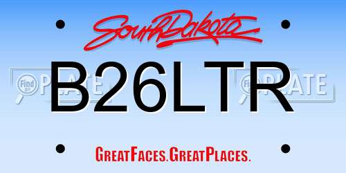 B26LTR South Dakota License Plate