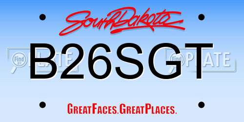 B26SGT South Dakota License Plate