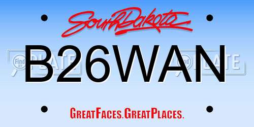 B26WAN South Dakota License Plate