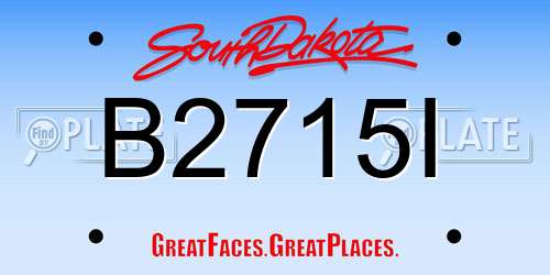 B2715I South Dakota License Plate