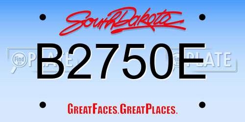 B2750E South Dakota License Plate