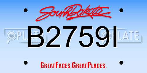 B2759I South Dakota License Plate