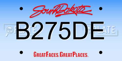 B275DE South Dakota License Plate
