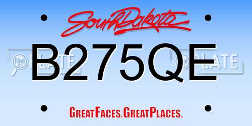 B275QE South Dakota License Plate