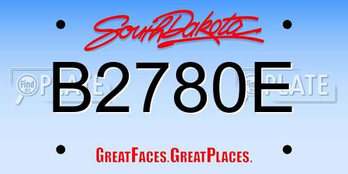 B2780E South Dakota License Plate