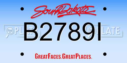 B2789I South Dakota License Plate
