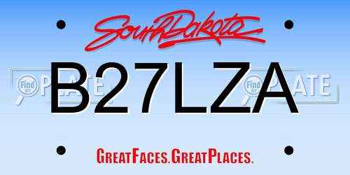 B27LZA South Dakota License Plate