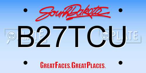 B27TCU South Dakota License Plate