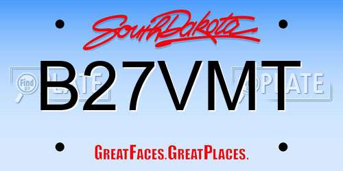 B27VMT South Dakota License Plate