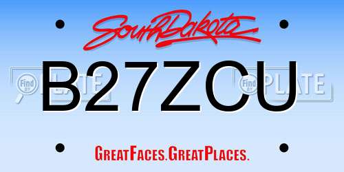 B27ZCU South Dakota License Plate