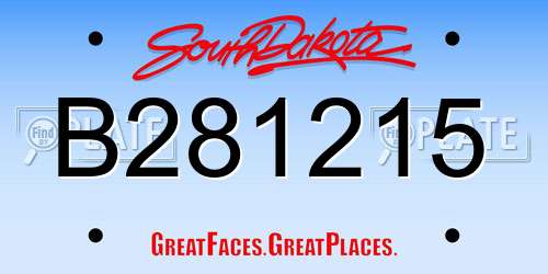 B281215 South Dakota License Plate