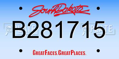 B281715 South Dakota License Plate