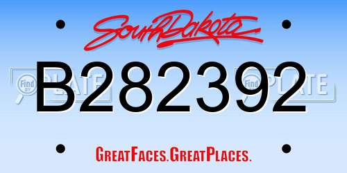 B282392 South Dakota License Plate