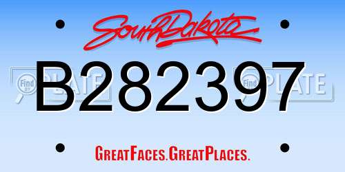 B282397 South Dakota License Plate