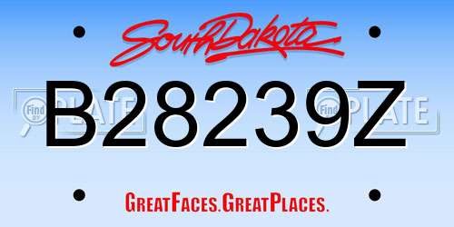 B28239Z South Dakota License Plate