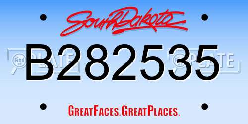 B282535 South Dakota License Plate