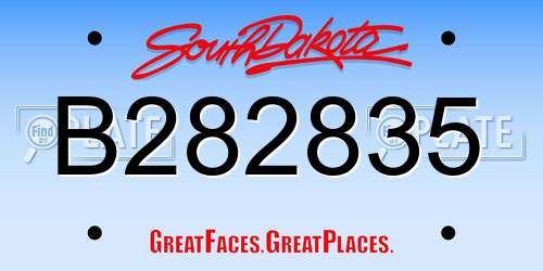 B282835 South Dakota License Plate