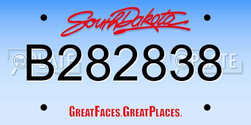 B282838 South Dakota License Plate