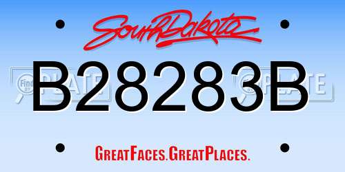 B28283B South Dakota License Plate