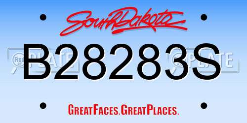 B28283S South Dakota License Plate