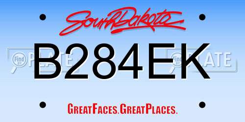 B284EK South Dakota License Plate