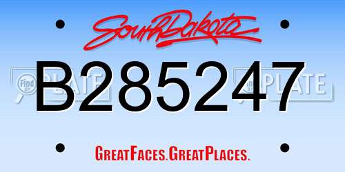B285247 South Dakota License Plate