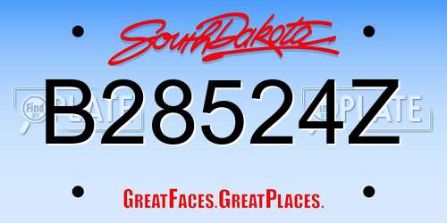 B28524Z South Dakota License Plate