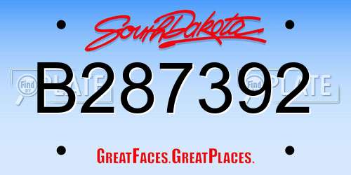 B287392 South Dakota License Plate
