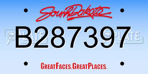 B287397 South Dakota License Plate