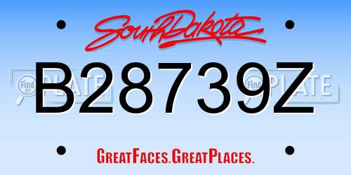 B28739Z South Dakota License Plate
