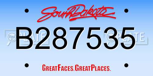 B287535 South Dakota License Plate