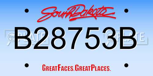 B28753B South Dakota License Plate