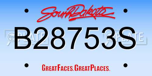 B28753S South Dakota License Plate