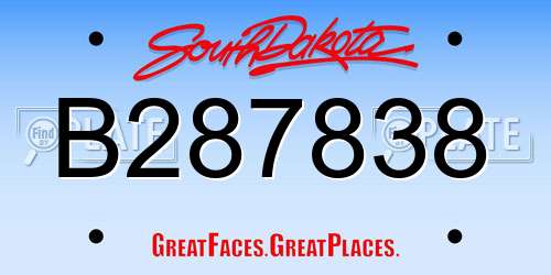 B287838 South Dakota License Plate