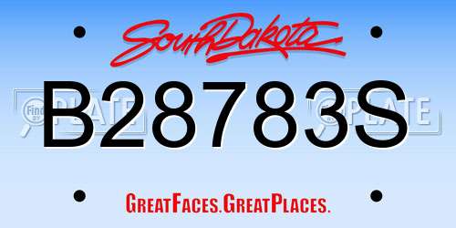 B28783S South Dakota License Plate