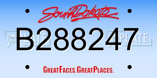 B288247 South Dakota License Plate