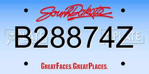 B28874Z South Dakota License Plate
