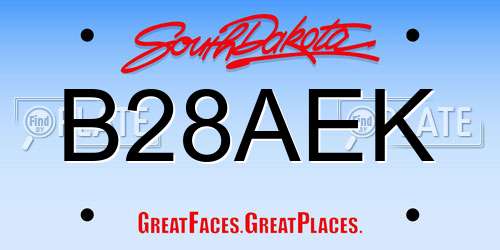 B28AEK South Dakota License Plate
