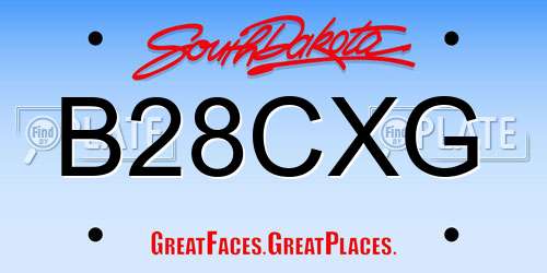 B28CXG South Dakota License Plate
