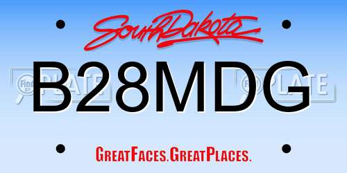 B28MDG South Dakota License Plate