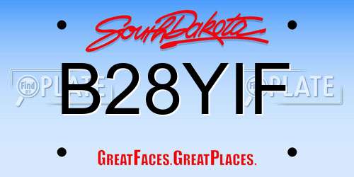 B28YIF South Dakota License Plate