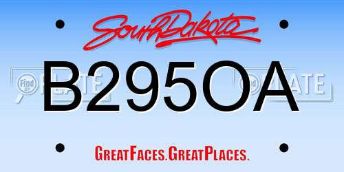 B295OA South Dakota License Plate