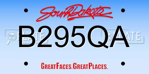 B295QA South Dakota License Plate