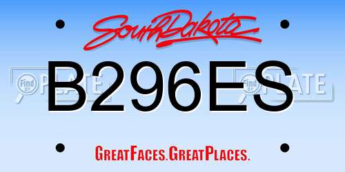 B296ES South Dakota License Plate