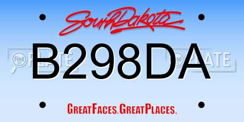 B298DA South Dakota License Plate