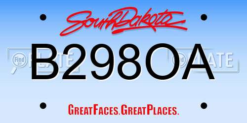 B298OA South Dakota License Plate
