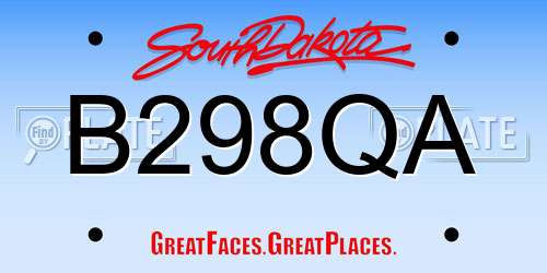 B298QA South Dakota License Plate